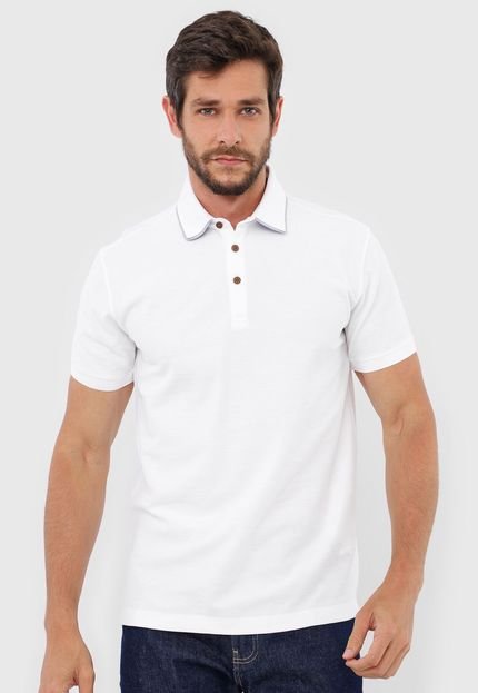 Camisa Polo Dudalina Reta Recortes Branca - Marca Dudalina