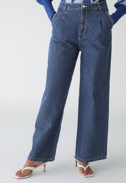 Calça Jeans Vero Moda Wide Leg Listras Azul - Marca Vero Moda