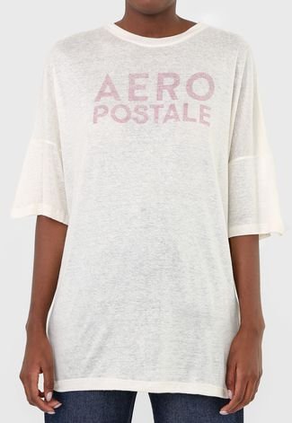 Camiseta Aeropostale Logo Off-White