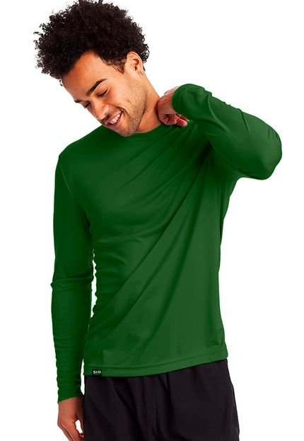 Camiseta Proteção Solar Uv5  Manga Longa – Slim Fitness Verde Escuro - Marca Slim Fitness