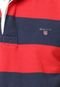 Camisa Polo Gant A.S. Navy Barstripe Piqu SS Rugger Vermelha - Marca Gant