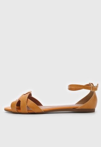 Rasteira Papete DAFITI SHOES Transpasse Amarelo - Compre Agora