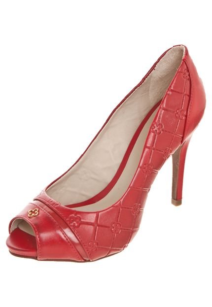 Peep Toe Capodarte Meia Pata Embutida Vermelho - Marca Capodarte