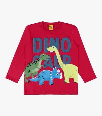 Camiseta Infantil Manga Longa Dino Rovi Kids Vermelho - Marca Rovitex Kids