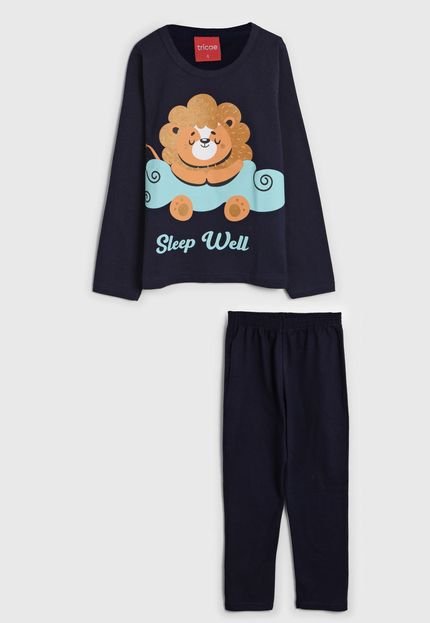 Pijama Tricae Longo Infantil Leão Azul-Marinho - Marca Tricae