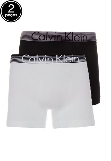 Kit 2pçs Cuecas Calvin Klein Underwear Boxer Branca/Preta - Marca Calvin Klein Underwear