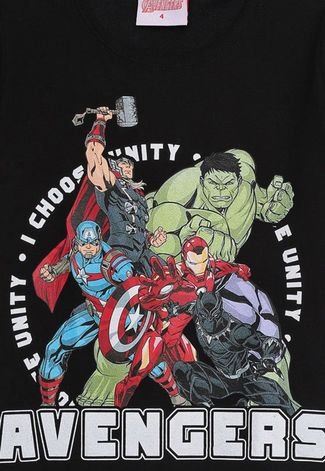 Camiseta Infantil Fakini Avengers Preta