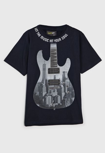 Camiseta Lemon Infantil Guitarra Azul-Marinho - Marca Lemon