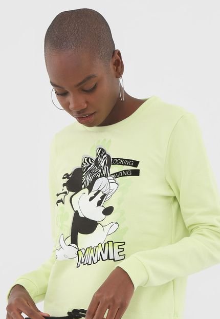 Moletom Flanelado Fechado Cativa Disney Minnie  Verde - Marca Cativa Disney