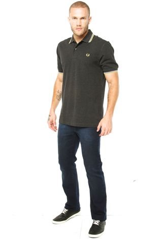 Camisa Polo Fred Perry Logo Cinza