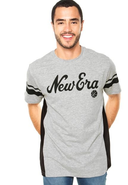 Camiseta New Era Basket Stripes Cinza - Marca New Era
