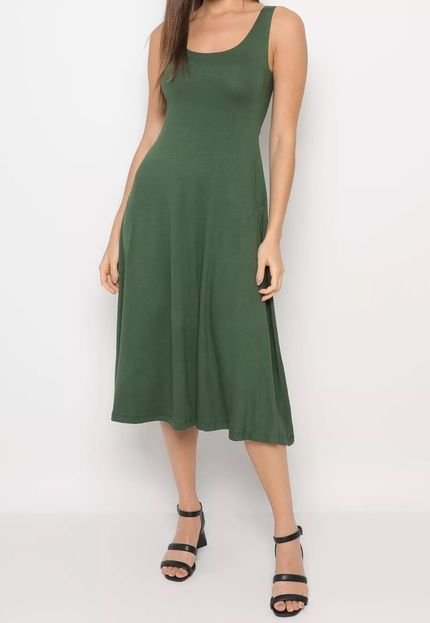 Vestido Maria Paes Midi Verde Militar - Marca Maria Paes