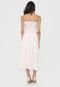 Vestido MOB Midi Tomara que Caia Lastex Off-White - Marca MOB