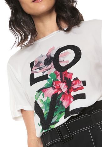 Camiseta Ana Hickmann Love Floral Off White