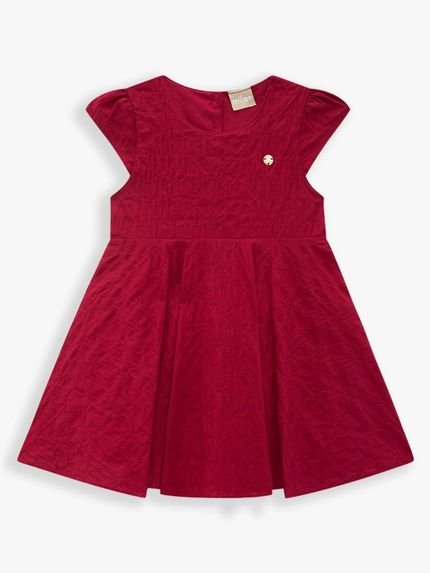 Vestido Infantil Milon Tricoline Bordado Vermelho - Marca Milon