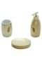 Kit 3pçs Banheiro Cerâmica Shinny Gold Dourado - Marca Urban