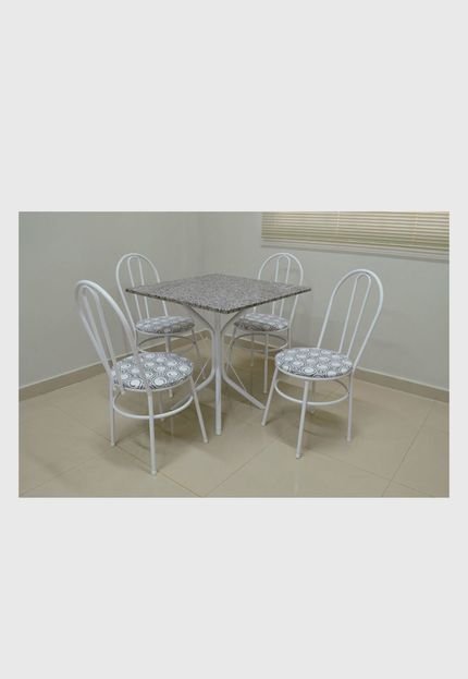 Conjunto Cozinha Sevilha 0,75 com Granito c/4 cadeiras Milla AçoMix Branco - Marca Açomix