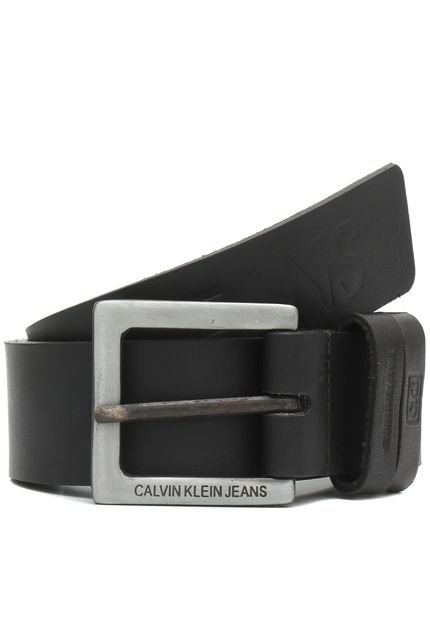 Cinto Couro Calvin Klein Jeans Logo Preto - Marca Calvin Klein Jeans