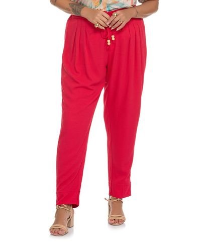 Calça Feminina Plus Size Com Pregas Secret Glam Vermelho - Marca Secret Glam