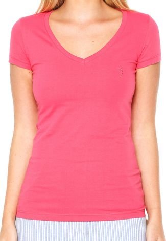 Camiseta Aleatory Decote V Rosa