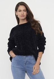 Sweater Mujer Chenille Espiga Negro Corona