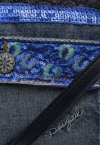Bolsa Tiracolo Desigual Recortes Jeans Azul