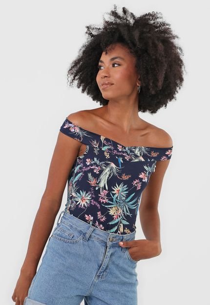 Blusa Malwee Floral Azul-Marinho - Marca Malwee