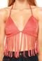 Top Colcci Franjas Coral - Marca Colcci