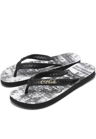 Chinelo Coca Cola Shoes Estampado Branco/Preto