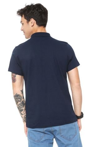 Camisa Polo Ecko Reta Estampada Azul-marinho