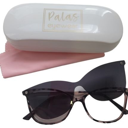 Óculos Clipon Sol Armação Feminino Quadrada 2 em 1 Nina - Marca Palas Eyewear