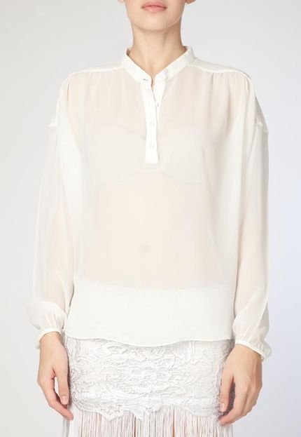 Camisa Seda M&Guia Georgete Off-white - Marca Mares M&Guia