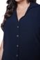 Camisa Almaria Plus Size Pianeta Lisa Azul Marinho - Marca Almaria Plus Size