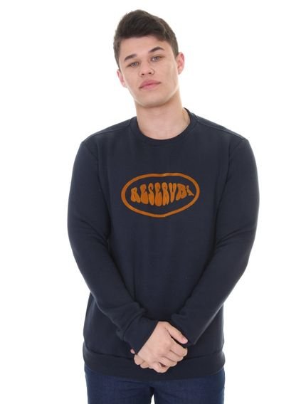 Moletom Reserva Masculino Crewneck Estampa Flocada Azul Marinho - Marca Reserva