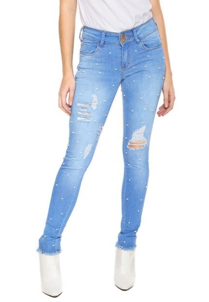 Calça Jeans Uber Jeans Skinny Perolas Azul - Marca U Uberjeans