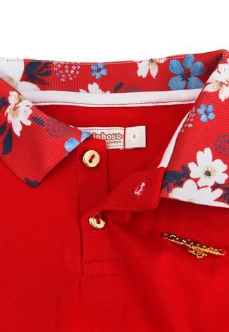 Vestido Polo Carinhoso Floral Vermelho