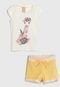 Conjunto 2pçs Colorittá Curto Infantil Girafa Off-White/Amarelo - Marca Colorittá