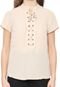 Blusa Facinelli by MOONCITY Lace Up Bege - Marca Facinelli