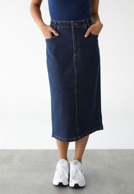 Saia Jeans GAP Midi Fenda Costa Azul - Marca GAP