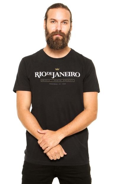 Camiseta Osklen Vintage Rio Typography Preto - Marca Osklen