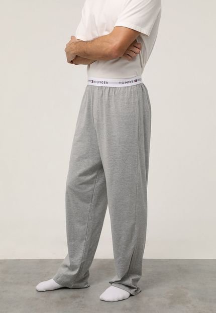 Calça de Pijama Tommy Hilfiger Reta Logo Cinza - Marca Tommy Hilfiger