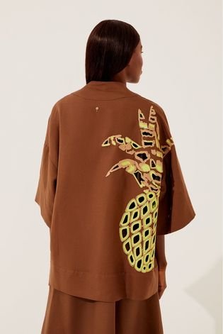 Kimono Curto Abacaxi Bordado AGUA DE COCO