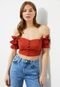 Blusa Cropped Trendyol Collection Ombro a Ombro Laranja - Marca Trendyol Collection