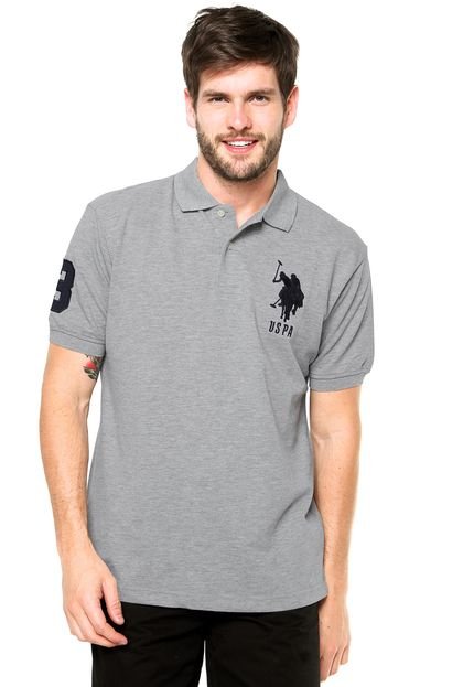Camisa Polo U.S. Polo Logo Cinza - Marca U.S. Polo