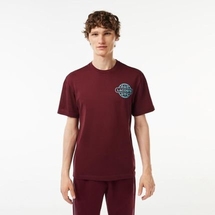 Camiseta Lacoste em jérsei de algodão grosso estampada Vinho - Marca Lacoste