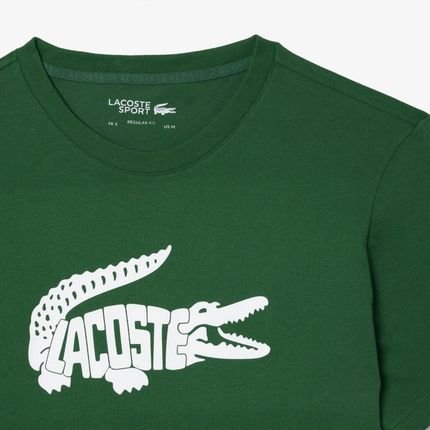 Camiseta Esportiva com Estampa de Crocodilo e Tecnologia Ultra-Dry Verde - Marca Lacoste