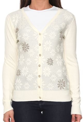 Cardigan Facinelli by MOONCITY Tricot Strass Bege