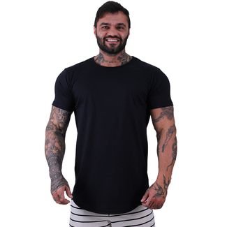 Kit 2 Camiseta Longline Masculina MXD Conceito para Academia e Casual Slim Preto e Mescla Black