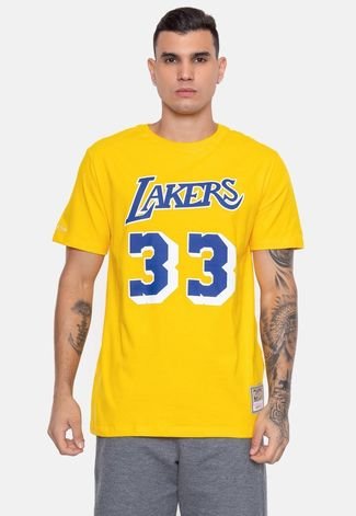 Camiseta Mitchell & Ness Los Angeles Lakers Abdul Amarela