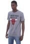 Camiseta NBA Estampada Big Logo Chicago Bulls Casual Cinza Mescla - Marca NBA